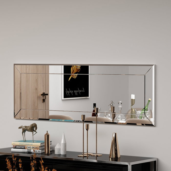 Hanah Home Espejo Vestidor Blanco 40x120 cm de MDF, Espejo de Tocador para Dormitorio o Salón con Fijación a Pared